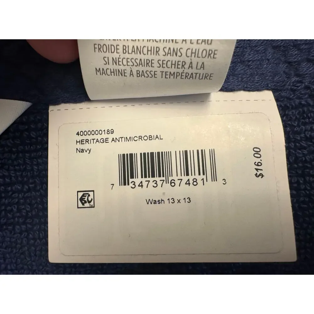 Lacoste Navy Home Heritage Antimicrobial Supima cotton washcloth 13x13 inch NIP